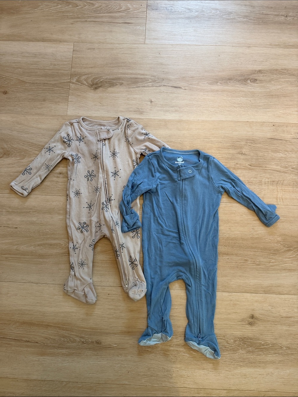 Unbranded Blue and Cream Kids One-Piece Sleepers - 2-Pack